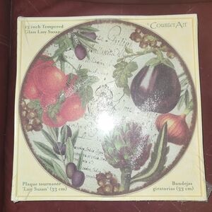 CounterArt Tempered 13 Inch Glass Lazy Susan with Fruit Design New